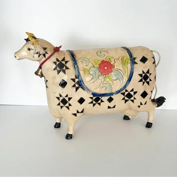 Jim Shore Quilted/Floral Cow Figurine - Picture 1 of 14